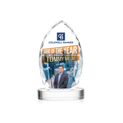 Corporate Awards - Crystal Awards - Wilton Full Color Clear on Alberton Base Peak Crystal Award