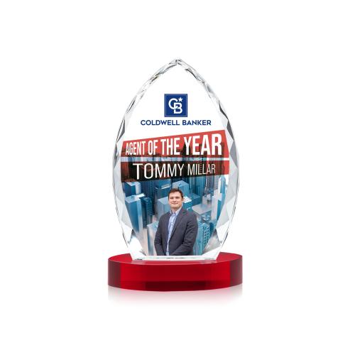 Corporate Awards - Crystal Awards - Wilton Full Color Red on Alberton Base Peak Crystal Award