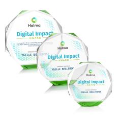 Acadian Full Color Green Crystal Award - Corporate Awards