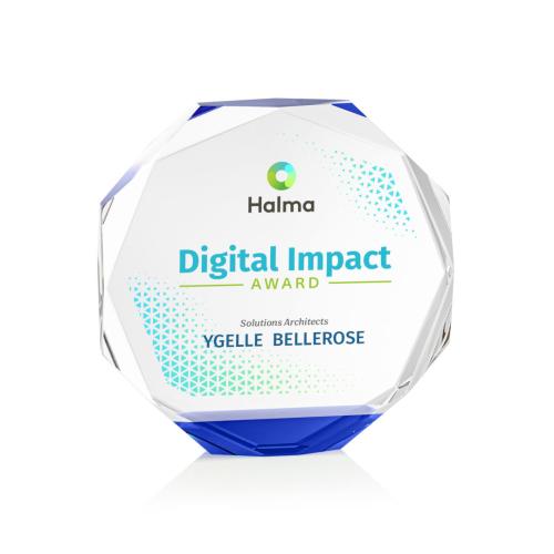 Corporate Awards - Crystal Awards - Acadian Full Color Blue Crystal Award