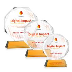 Acadian Full Color Amber on Newhaven Base Crystal Award - Award Shapes