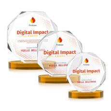 Acadian Full Color Amber on Alberton Base Crystal Award - Crystal Diamond Awards