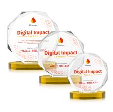 Acadian Full Color Gold on Alberton Base Crystal Award - Crystal Diamond Awards