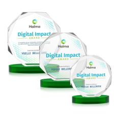 Acadian Full Color Green on Alberton Base Crystal Award - Award Shapes