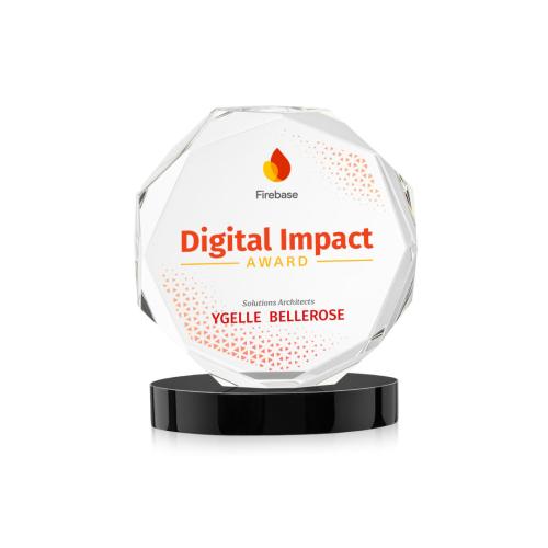 Corporate Awards - Crystal Awards - Acadian Full Color Black on Alberton Base Crystal Award