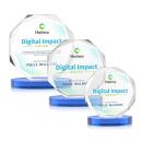 Acadian Full Color Sky Blue on Alberton Base Crystal Award