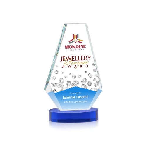 Corporate Awards - Crystal Awards - Kingsley Full Color Blue on Alberton Base Crystal Award