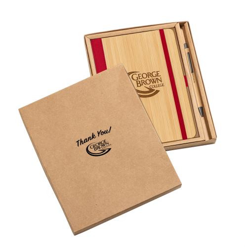 Corporate Recognition Gifts - Executive Gifts - Forleo Bamboo Notebook/Lucky Pen Gift Set