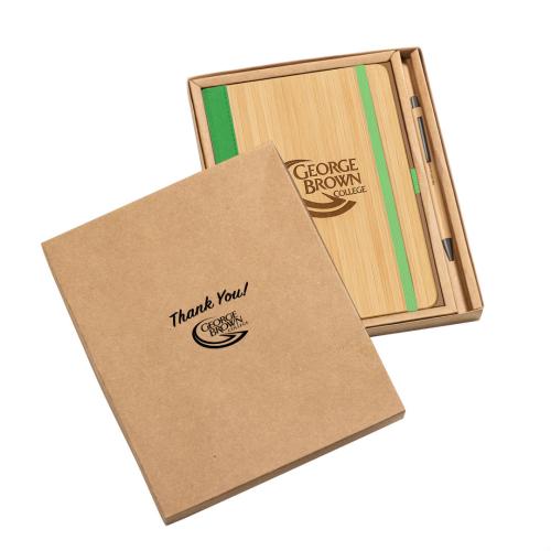 Corporate Recognition Gifts - Executive Gifts - Forleo Bamboo Notebook/Lucky Pen Gift Set