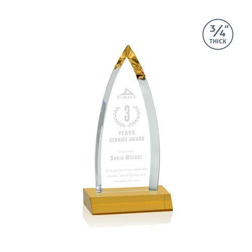 Corporate Awards - Crystal Awards - Colored Crystal - Shildon Amber Crystal Award