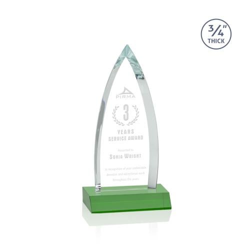 Corporate Awards - Glass Awards - Colored Glass Awards - Shildon Green Peak Crystal Award