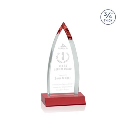Corporate Awards - Crystal Awards - Colored Crystal - Shildon Red Crystal Award