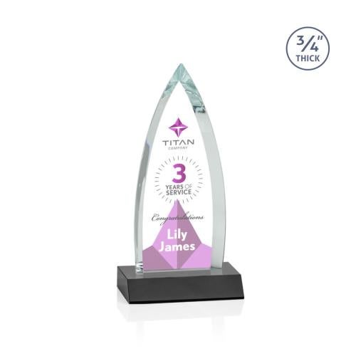 Corporate Awards - Full Color Awards - Shildon Full Color Black Arch & Crescent Crystal Award