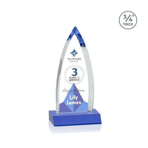 Corporate Awards - Crystal Awards - Colored Crystal - Shildon Full Color Blue Crystal Award