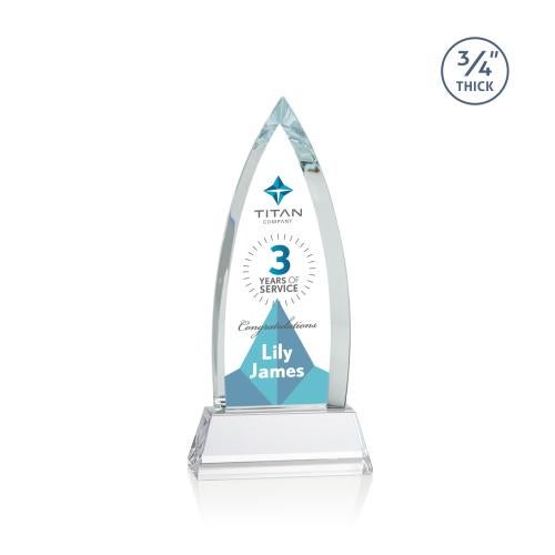 Corporate Awards - Sales Awards - Shildon Full Color  Clear on Newhaven Peak Crystal Award