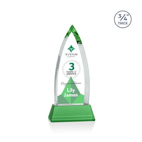 Corporate Awards - Full Color Awards - Shildon Full Color Green on Newhaven Crystal Award