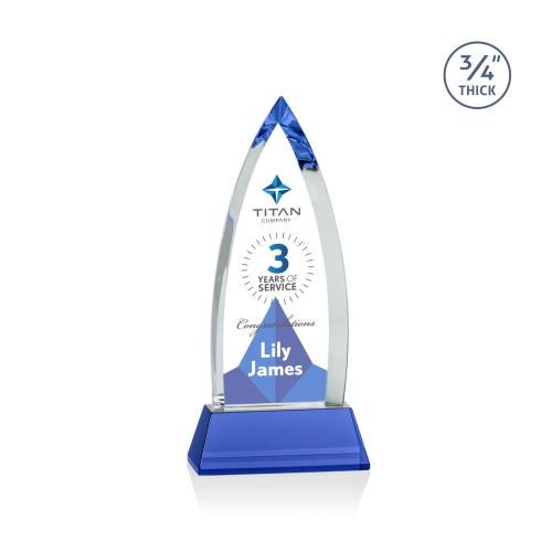 Corporate Awards - Full Color Awards - Shildon Full Color Blue on Newhaven Crystal Award