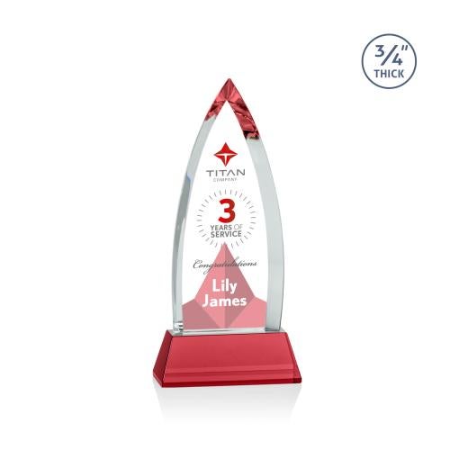 Corporate Awards - Full Color Awards - Shildon Full Color Red on Newhaven Crystal Award