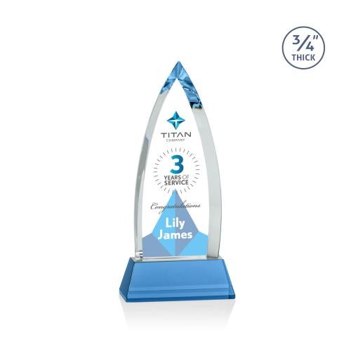 Corporate Awards - Full Color Awards - Shildon Full Color Sky Blue on Newhaven Crystal Award