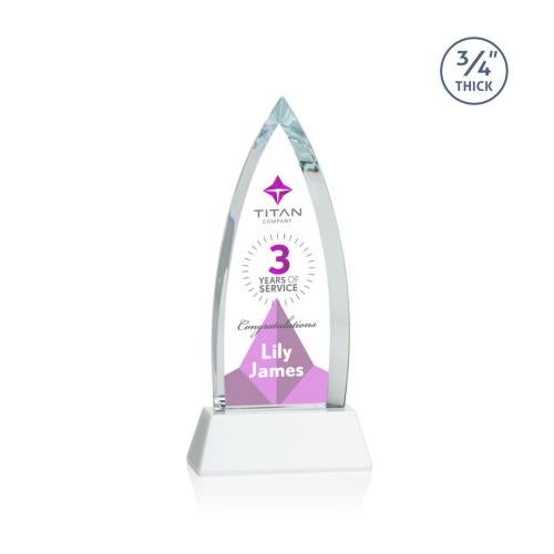 Corporate Awards - Full Color Awards - Shildon Full Color White on Newhaven Arch & Crescent Crystal Award