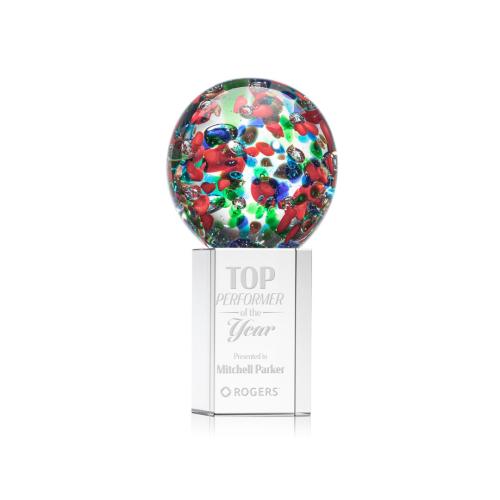 Corporate Awards - Glass Awards - Art Glass Awards - Fantasia Spheres on Dakota Base Glass Award