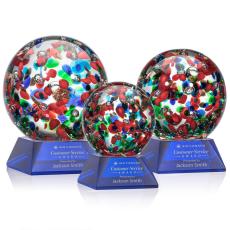 Fantasia Blue on Sheffield Base Spheres Glass Award - Newest Additions