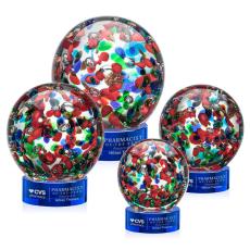 Fantasia Blue on Stanrich Base Spheres Glass Award - Newest Additions