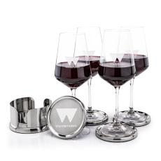 Baldoni Coasters & Breckland Wine Set - Etched Barware