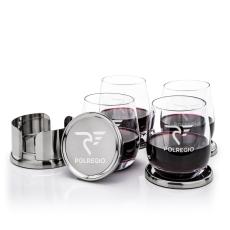 Baldoni Coasters & Crestview Stemless Wine Set - Etched Barware
