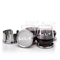 Baldoni Coasters & Garland Stemless Wine Set - Etched Barware