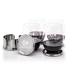 Baldoni Coasters & RIEDEL Stemless Wine Set - Corporate Recognition Gifts