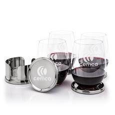 Baldoni Coasters & RIEDEL Stemless Wine Set - Etched Barware
