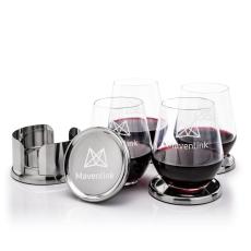 Baldoni Coasters & Reina Stemless Wine Set - Corporate Recognition Gifts