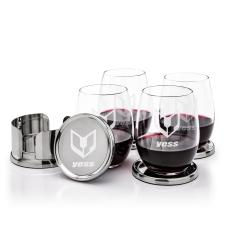 Baldoni Coasters & Stanford Stemless Wine Set - Etched Barware