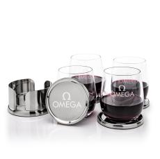 Baldoni Coasters & Salem Stemless Wine Set - Etched Barware