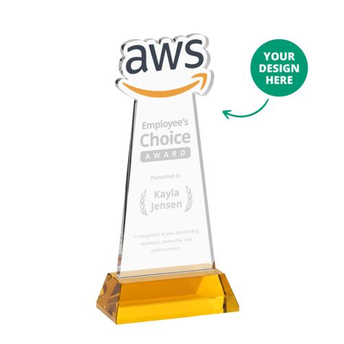 Corporate Awards - Crystal Awards - EdgeCraft Amber (via Air) on Hartford Base Abstract / Misc Crystal Award