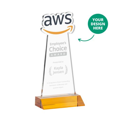 Corporate Awards - Crystal Awards - EdgeCraft Amber (via Air) on Mitered Base Abstract / Misc Crystal Award