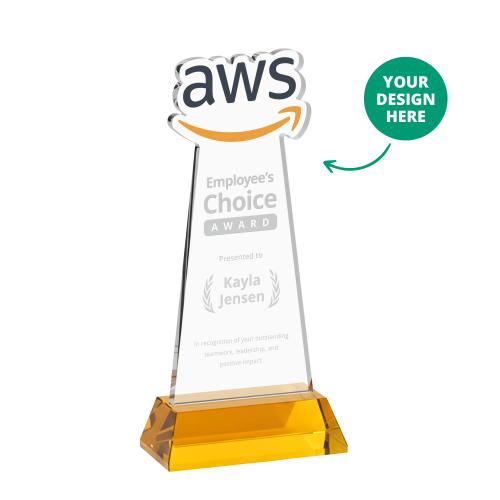 Corporate Awards - Crystal Awards - EdgeCraft Amber (via Ocean) on Hartford Base Abstract / Misc Crystal Award