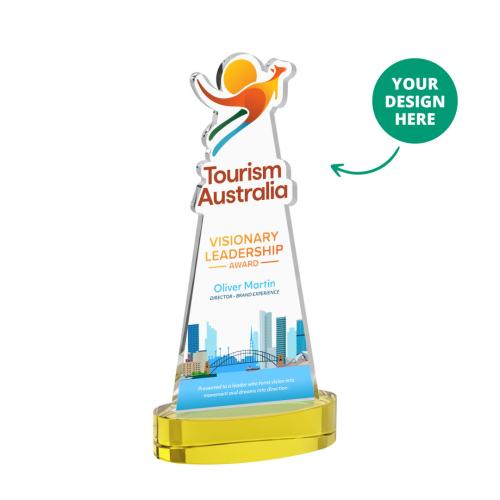 Corporate Awards - Crystal Awards - EdgeCraft Full Color on Alberton Base - Gold (via Air)