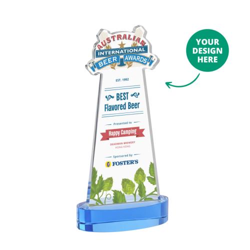 Corporate Awards - Crystal Awards - EdgeCraft Full Color on Alberton Base - Sky Blue (via Air)