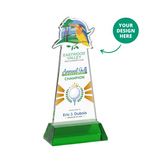Corporate Awards - Crystal Awards - EdgeCraft Full Color on Hartford Base - Green (via Air)