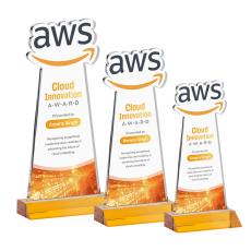 EdgeCraft Full Color Amber (via Air) on Mitered Base Abstract / Misc Crystal Award - Corporate Awards