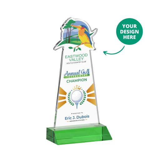 Corporate Awards - Crystal Awards - EdgeCraft Tapered Full Color on Mitered - Green (via Air)