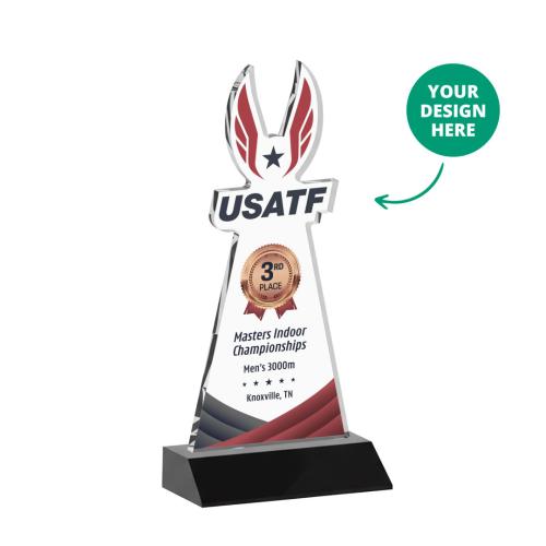 Corporate Awards - Crystal Awards - EdgeCraft Full Color Black (via Air) on Mitered Base Abstract / Misc Crystal Award