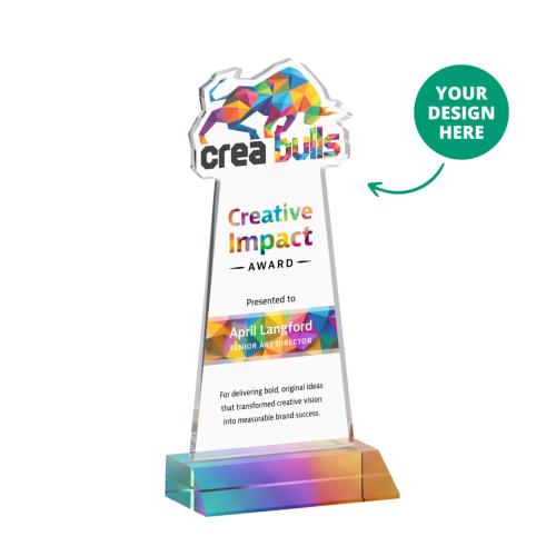 Corporate Awards - Crystal Awards - EdgeCraft Full Color Prismatic (via Air) on Mitered Base Abstract / Misc Crystal Award