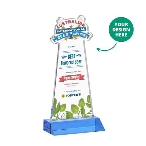 Corporate Awards - Crystal Awards - EdgeCraft Full Color on Mitered Base-Sky Blue (Ocean)