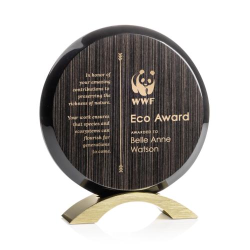 Corporate Awards - Eco Friendly Awards - Wood Awards - Donavan Slatewood Gold Circle Wood Award