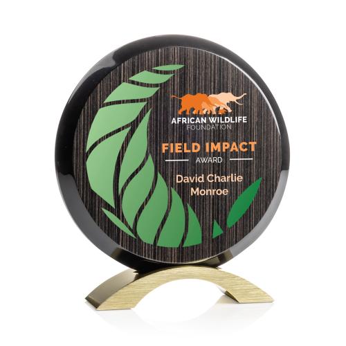 Corporate Awards - Full Color Awards - Donovan Slatewood Full Color Gold Circle Wood Award
