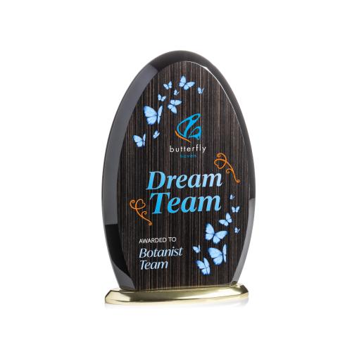 Corporate Awards - Full Color Awards - Evington Slatewood Full Color Gold Arch & Crescent Wood Award