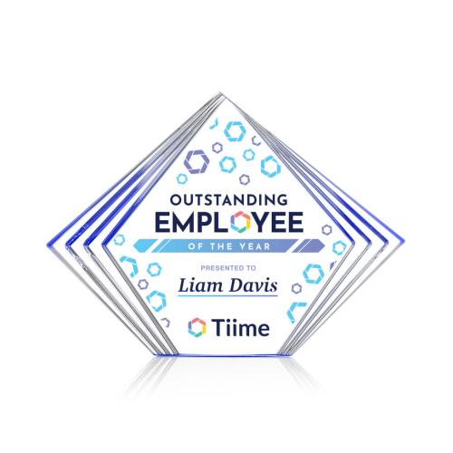 Corporate Awards - Acrylic Awards - Crawford Full Color Blue Acrylic Award